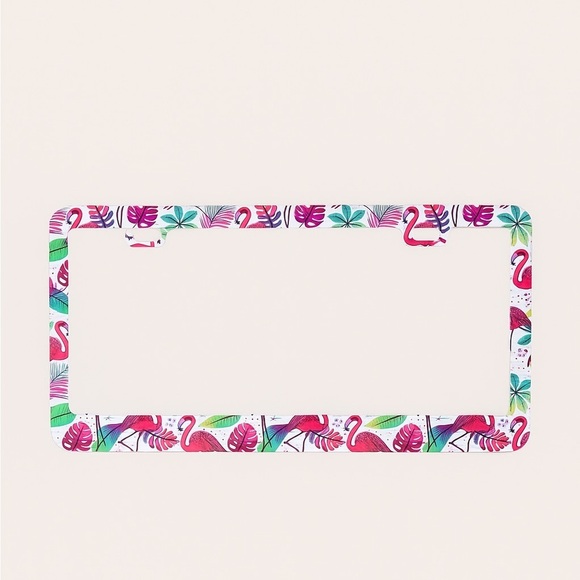 New in Package Cute Pink Flamingo Aluminum Decorative License Plate Cover - Picture 1 of 5